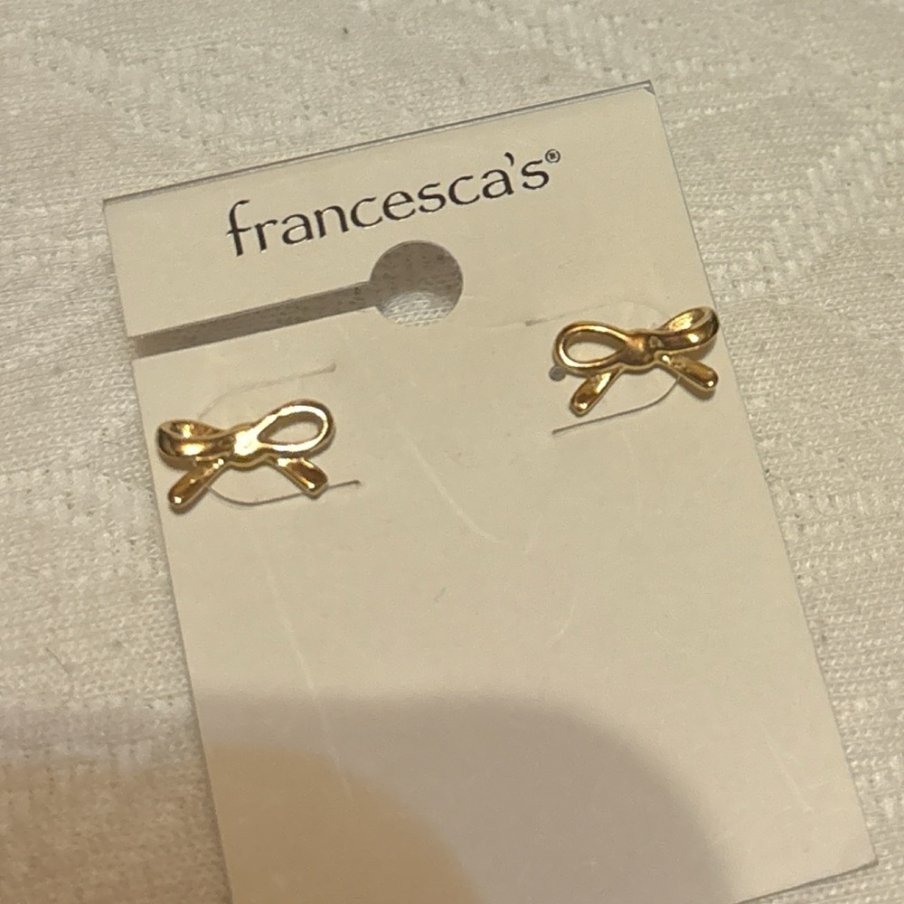 Francesca's Collections Gold Bow Earrings